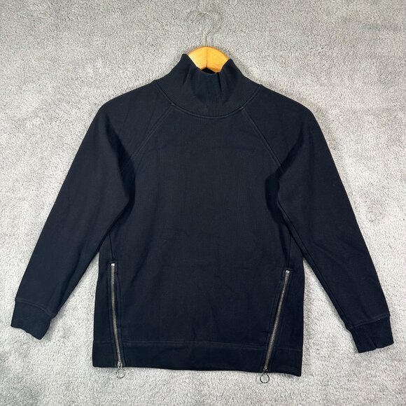 Athleta Tops - Athleta Women’s Cozy Karma Side Zip Funnel Neck Sweatshirt Black Size Extra S